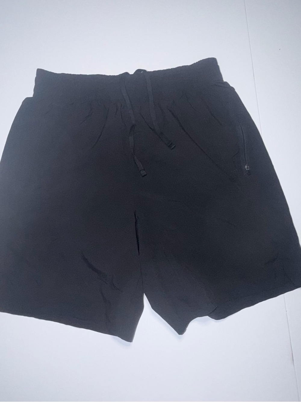 F&F Black Men's Athletic Drawstring Shorts with Zipper Pocket